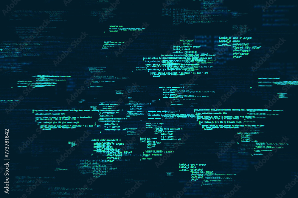 Aufkleber Abstract digital data streams on a blue background creating a tech-themed texture, depicting cyberspace concept. 3D Rendering
