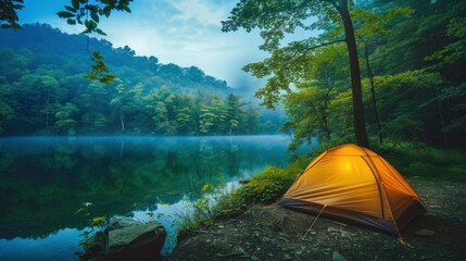 camping tent in a nature hiking spot