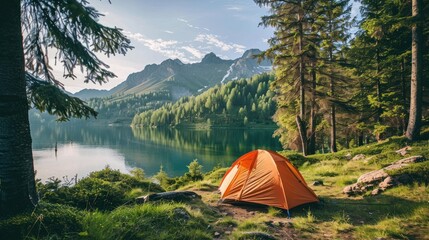 camping tent in a nature hiking spot