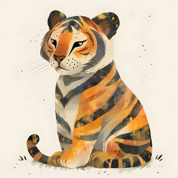 An illustration depicts a whimsical tiger cub, perfect for nursery or children's book cover decor.