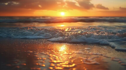 Fototapeta na wymiar golden sunset and sea landscape