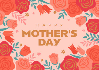 Mother's Day title background, rose flower ornate design frame