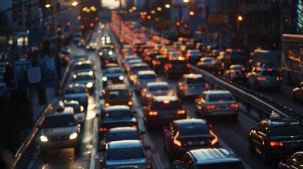 exhaust fumes while traffic jam on city road