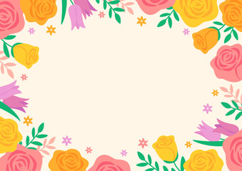 cute colorful flower design frame