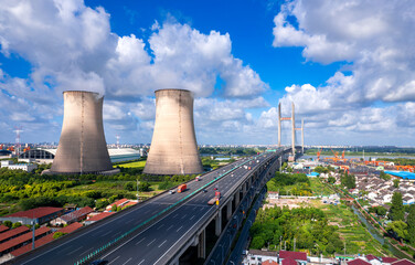 Industrial Environment of Minpu Bridge in Minhang District, Shanghai, China