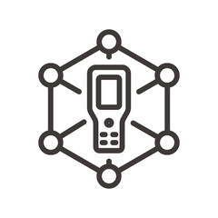 物流システムのアイコン。バーコードハンディターミナル