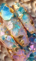 shimmering opal goede design with gold leaf accents sparkly