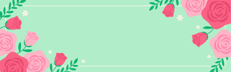 Cute design frame of red and pink roses