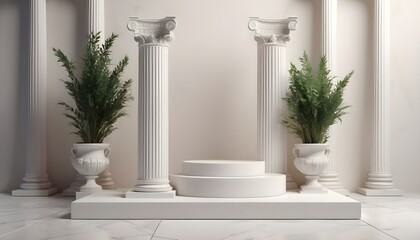 Background Podium Column 3D Roman Luxury Greek Whi  3