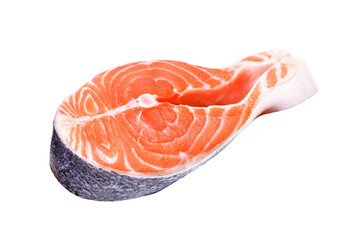 Raw salmon steak isolated