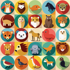 Set of 30 Animals Icons Sheet	