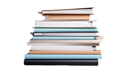 A tall stack of colorful books, each one slightly askew, creating a wobbly tower of literary wonders