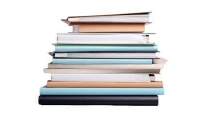 A tall stack of colorful books, each one slightly askew, creating a wobbly tower of literary wonders