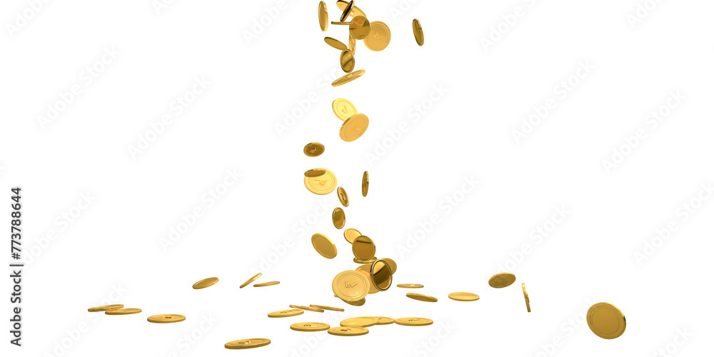 Wall mural GOLD COIN INDIAN RUPEE.Gold rupee coins. Indian money, stacked golden coins. Rupee cash, currency isolated on white background vector icons. Money gold currency, cash wealth golden rupee illustration
