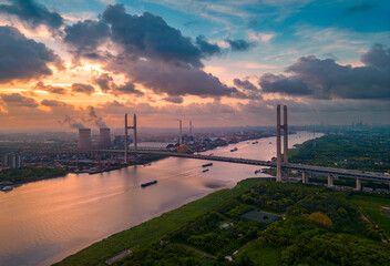 Industrial Environment of Minpu Bridge in Minhang District, Shanghai, China