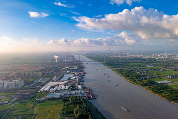 Industrial Environment of Minpu Bridge in Minhang District, Shanghai, China