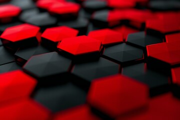 Red and black hexagon abstract background