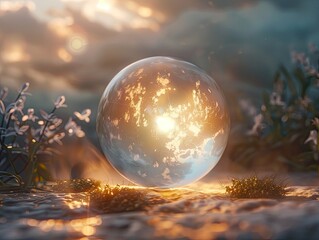 A serene image of a globe glowing with a soft healing light