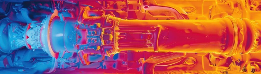 A thermal image capturing the gradient of heat in a mechanical device - obrazy, fototapety, plakaty