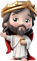 Close-up of cute cartoon Jesus Christ icon.
