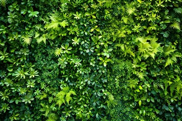 Fototapeta na wymiar Green leaves wall for background and texture, Green leaves wall background