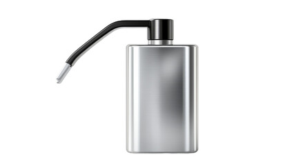 Obraz premium A sleek stainless steel bottle with a black handle against a neutral background