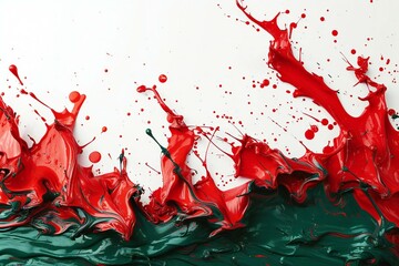 Red, green and blue paint splashes on white background