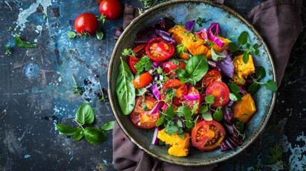 Colorful Heirloom Tomato Salad, Perfect for Healthy Eating Blogs