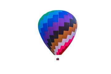 Colorful hot air balloon, isolated on a transparent background.
