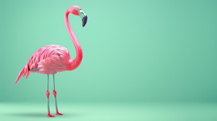 Vibrant Pink Flamingo, Iconic Wildlife with a Pop of Color - obrazy, fototapety, plakaty