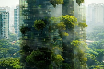 Skyscrapers and green trees in Shenzhen, China