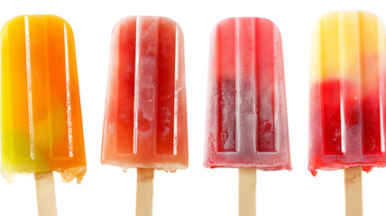 Frozen popsicles melting with vibrant yellow and red hues.