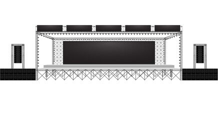 stage and speaker with led screen on the truss system on the white background	