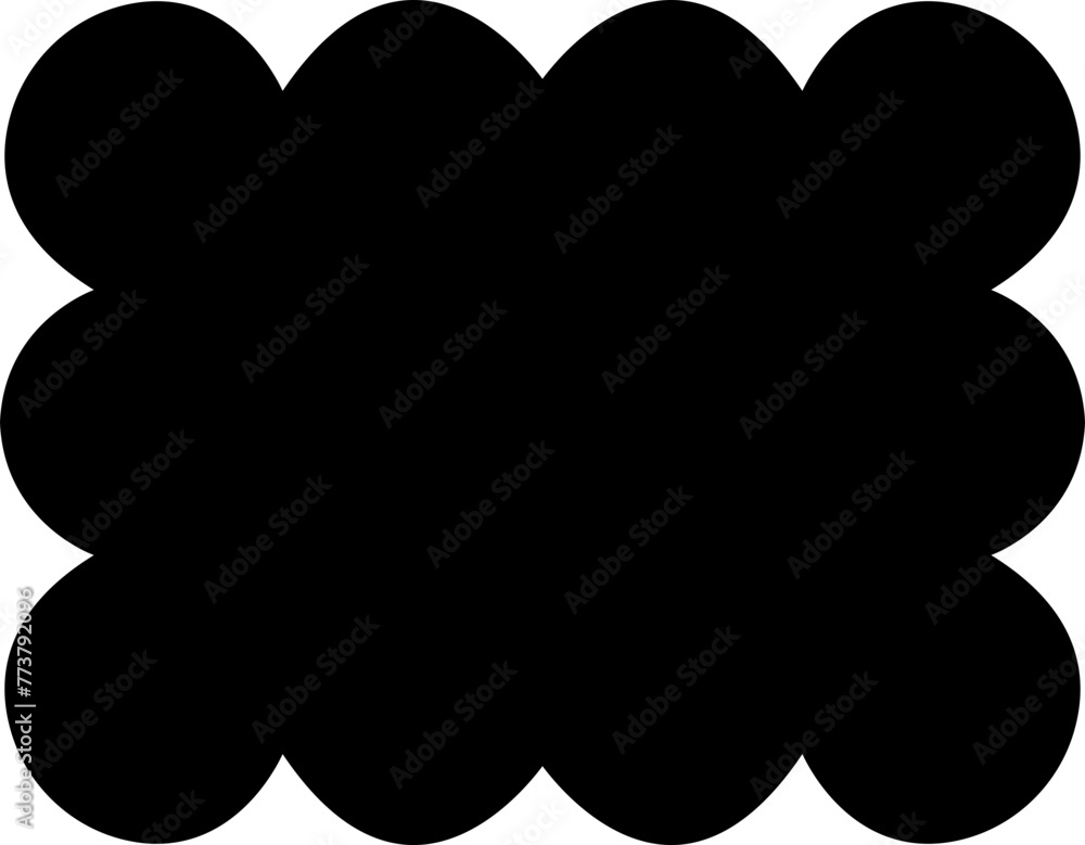 Poster scallop edge rounded rectangle shape fill icon. a rectangular silhouette symbol with scalloped edges