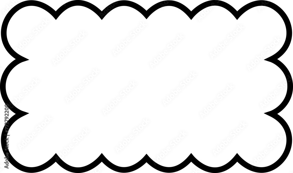 Poster scallop edge rounded rectangle shape line icon with editable stock. a rectangular silhouette symbol.