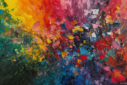 Abstract multicolor background from oil paints on a palette of colors