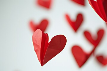 Paper hearts on white background, valentine's day concept