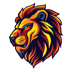 Angry Lion Head Mascot for Esports Team Logo Isolated on White Background Vector Art
