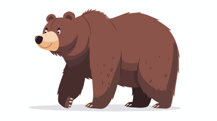 Cartoon cute big bear walking flat vector isolated on