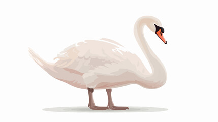 Cartoon cute swan on white background flat vector isolated