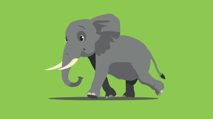 Cartoon elephant walking animation on the green screen