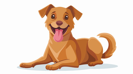 Cartoon funny dog showing tongue flat vector isolated
