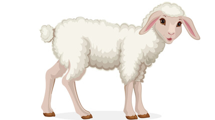 Cartoon funny lamb on white background flat vector isolated