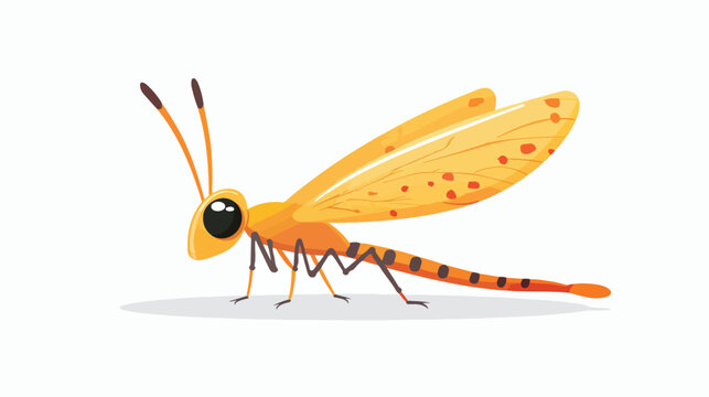 Cartoon funny firefly on white background flat vector