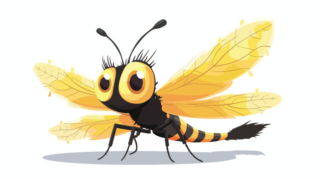 Cartoon funny firefly on white background flat vector
