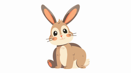 Obraz na płótnie Canvas Cartoon funny rabbit on white background flat vector isolated