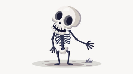 Cartoon funny skeleton on white background flat vector