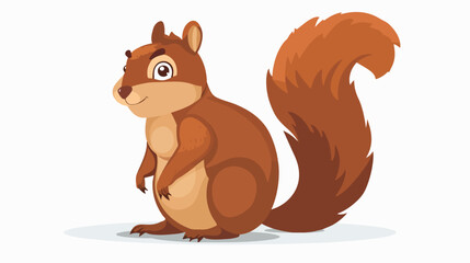 Cartoon funny squirrel isolated on white background flat