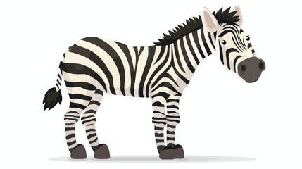 Fototapeta na wymiar Cartoon funny zebra on white background flat vector isolated