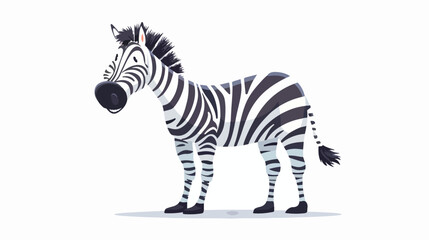 Cartoon funny zebra on white background flat vector isolated